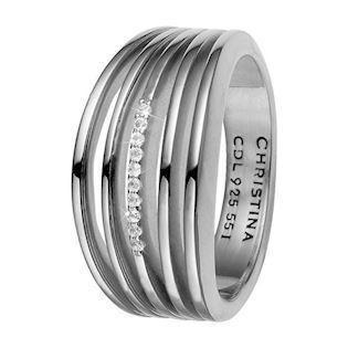 Christina Collect 925 sterling sølv Open Energy Vakker bred ring besatt med 10 glitrende hvite topas i midten, modell 4.8.A